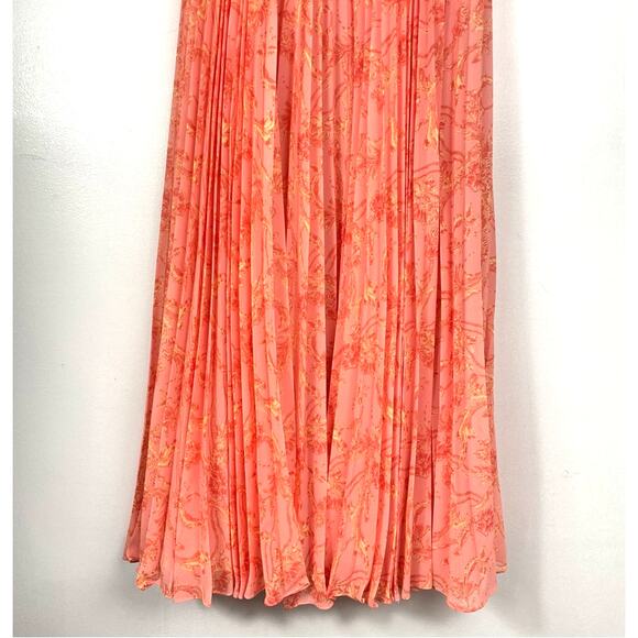 Amur | Chiffon Maxi Dress Pleated Long Flowing Cut Out 6 - Picture 7 of 14